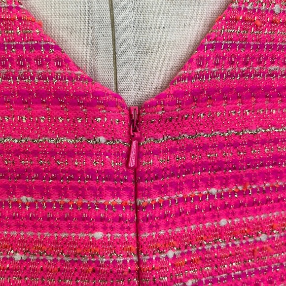 LILLY PULITZER LAIDLEY NEON PINK METALLIC BOUCLE SLEEVELESS DRESS SZ 10 - Picture 6 of 8